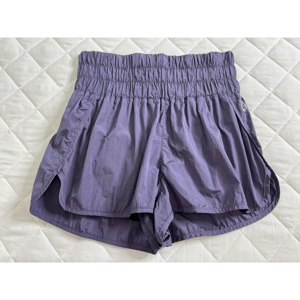 FP Movement Womens L‎ Smocked Waist Shorts Purple Flowy Summer Boho Athletic Gym